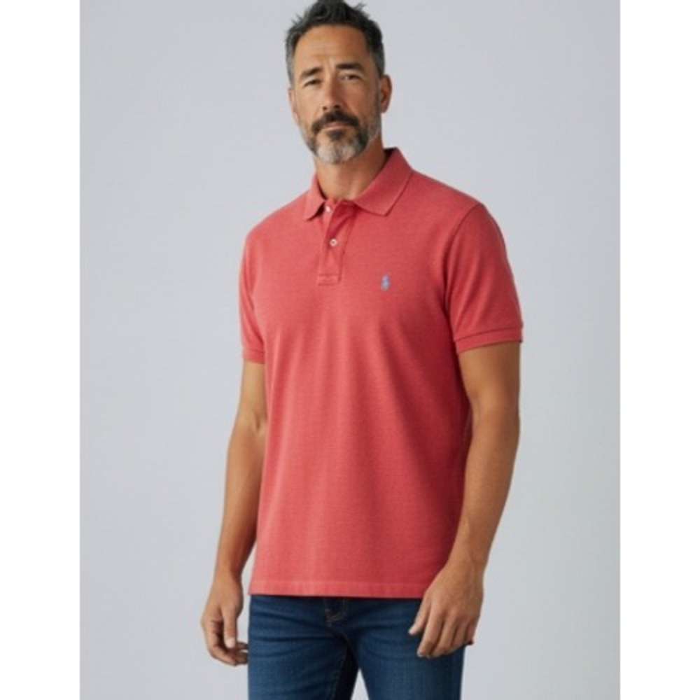 Polo Ralph Lauren Mens Mesh Pique Polo Shirt Deep Coral